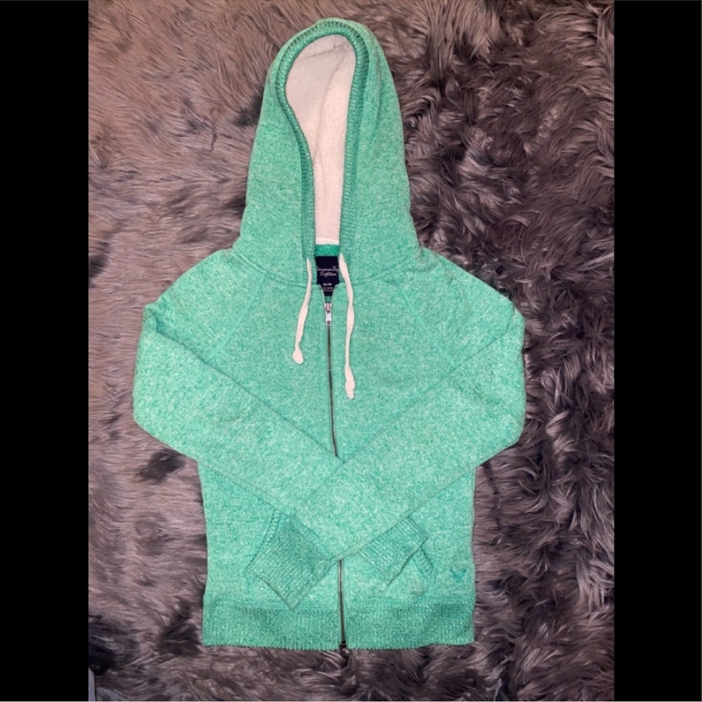 American Eagle Fleece Hoodie - Size XS | Color: Green